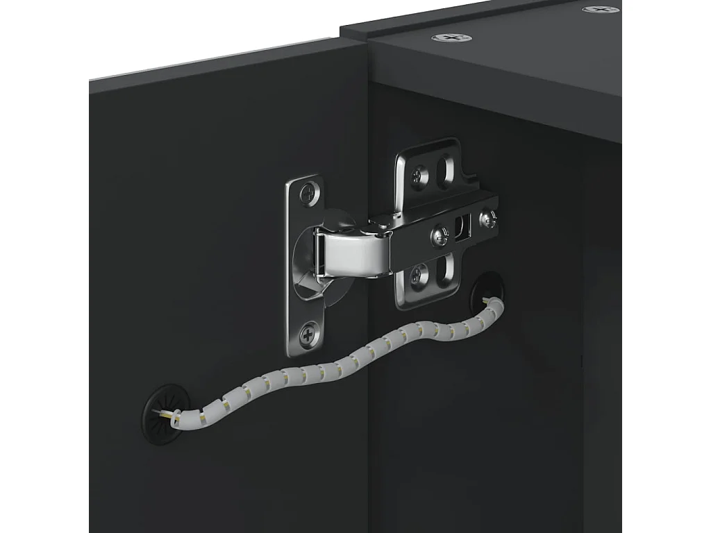 Armoire de salle de bain à miroir avec LED noir 60x13x52 cm