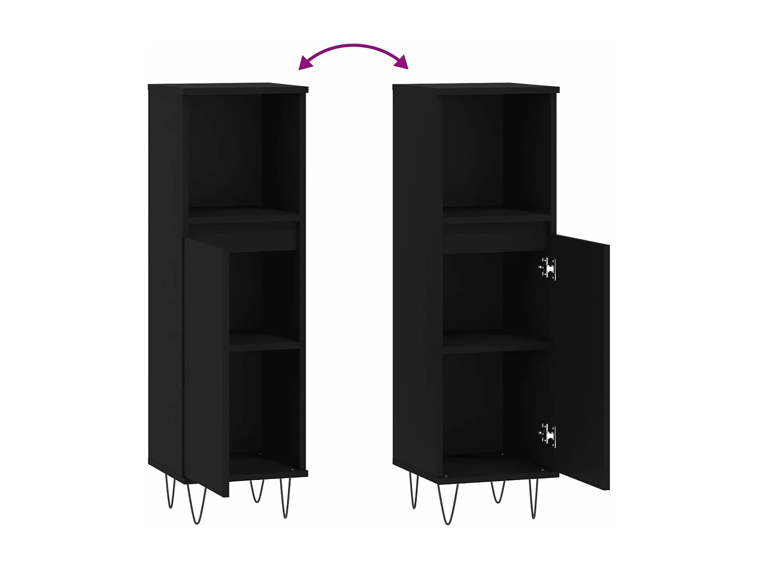 Armoire de salle de bain noir 30x30x100 cm bois d'ingénierie