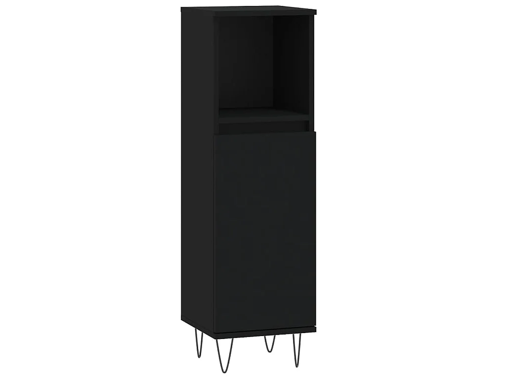 Armoire de salle de bain noir 30x30x100 cm bois d'ingénierie