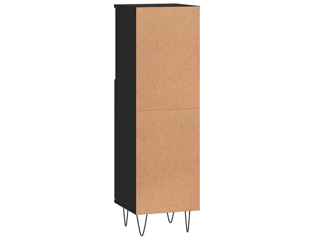 Armoire de salle de bain noir 30x30x100 cm bois d'ingénierie
