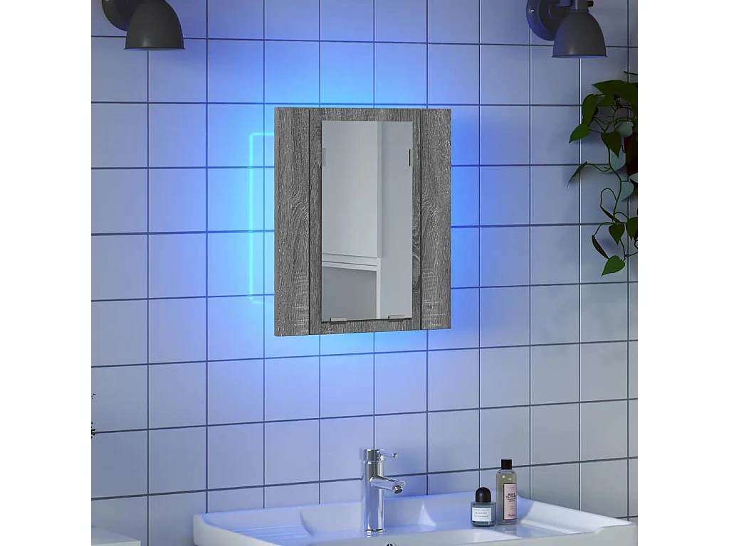 Armoire à miroir LED de salle de bain sonoma gris 40x12x45 cm