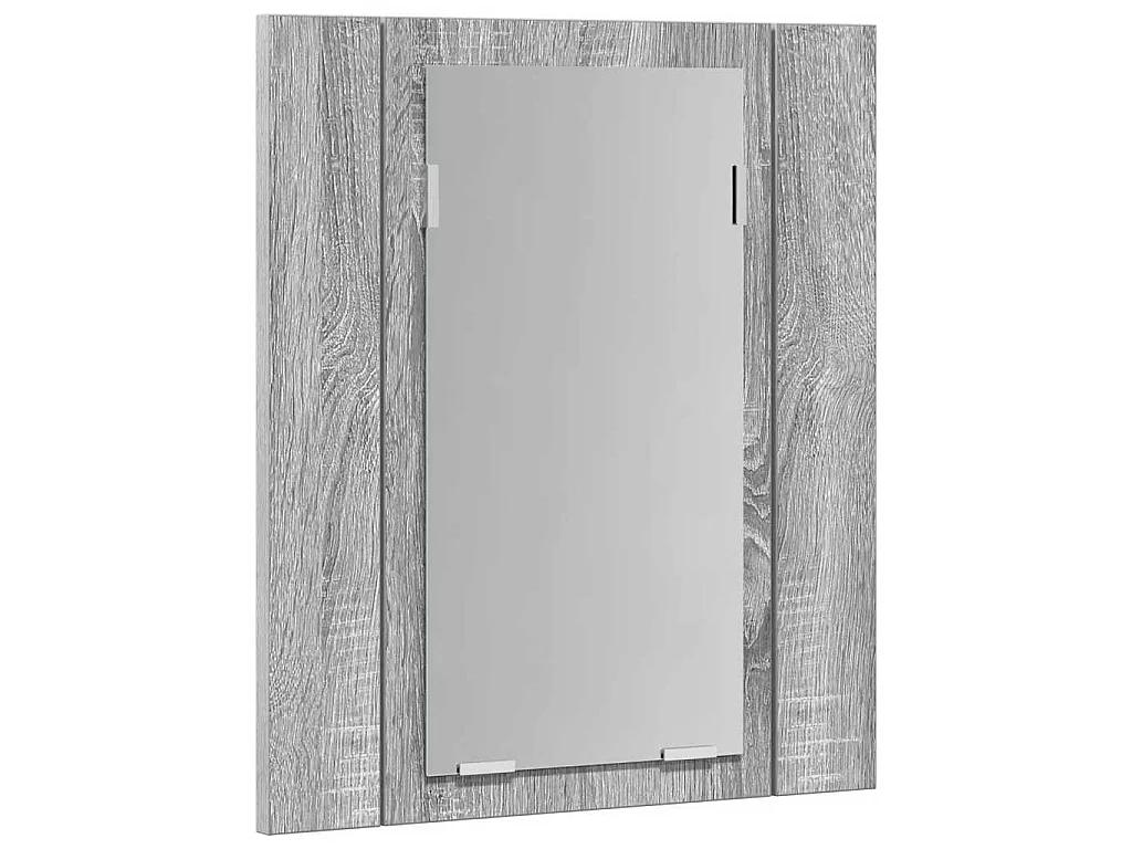 Armario de baño con espejo LED madera gris Sonoma 40x12x45 cm