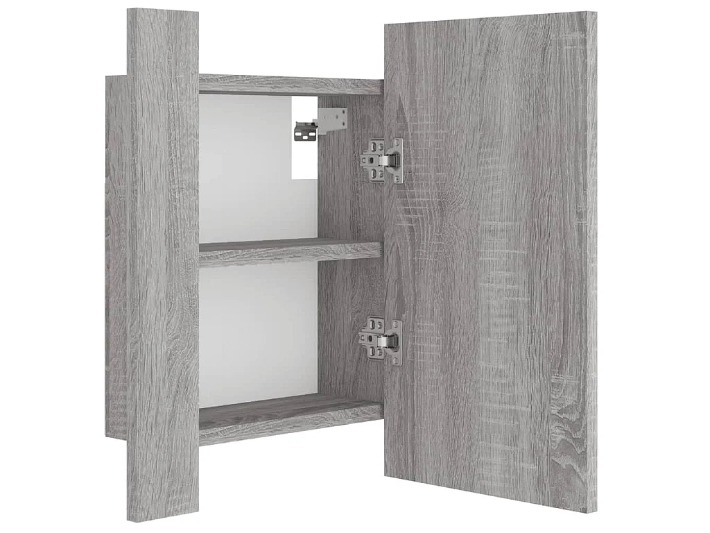 Armario de baño con espejo LED madera gris Sonoma 40x12x45 cm