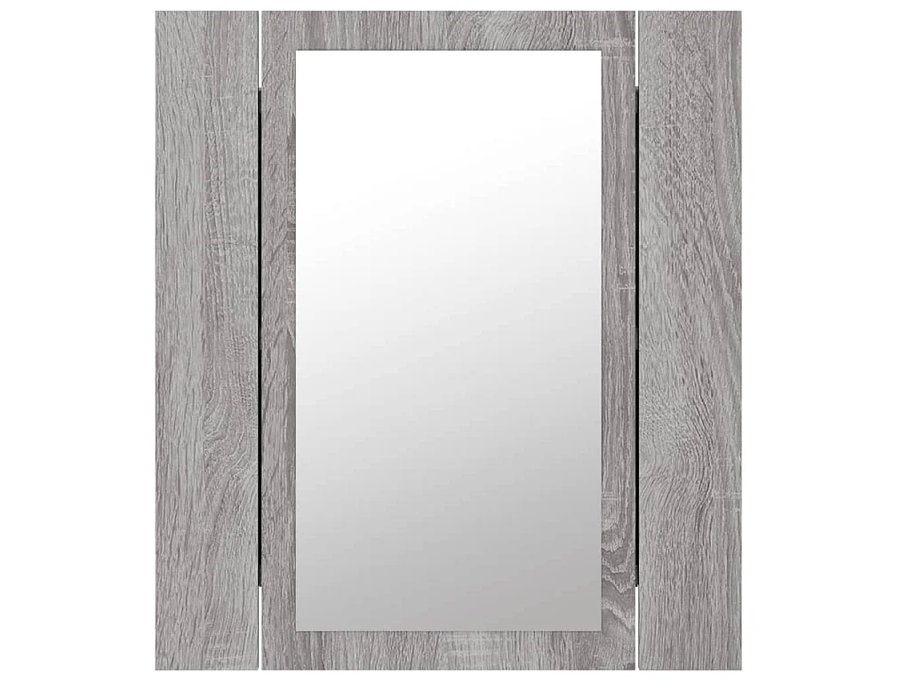 Armario de baño con espejo LED madera gris Sonoma 40x12x45 cm