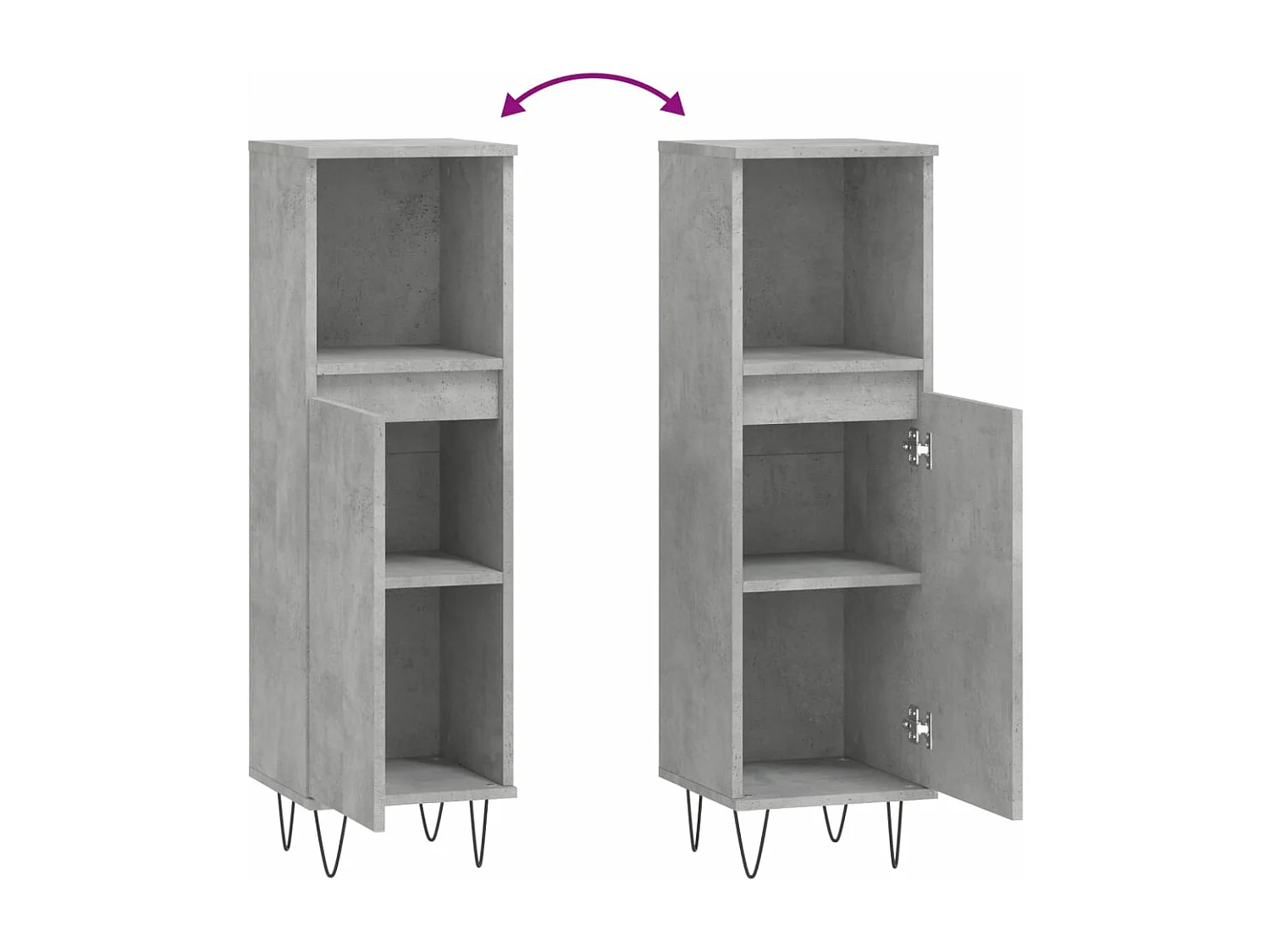 Badschrank Betongrau 30x30x100 cm Holzwerkstoff