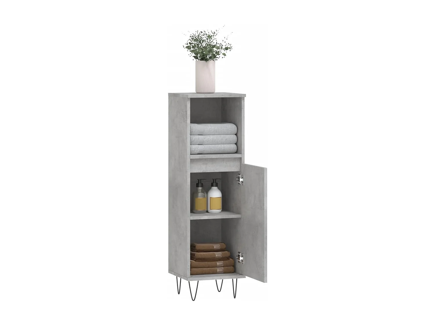 Armoire de salle de bain gris béton 30x30x100 cm