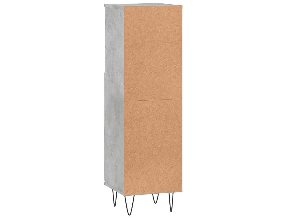 Armario de baño madera contrachapada gris hormigón 30x30x100 cm