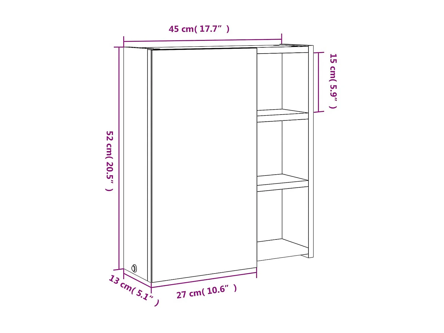Badkamerkast met spiegel en LED 45x13x52 cm eikenkleurig