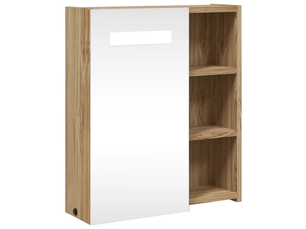 Badkamerkast met spiegel en LED 45x13x52 cm eikenkleurig