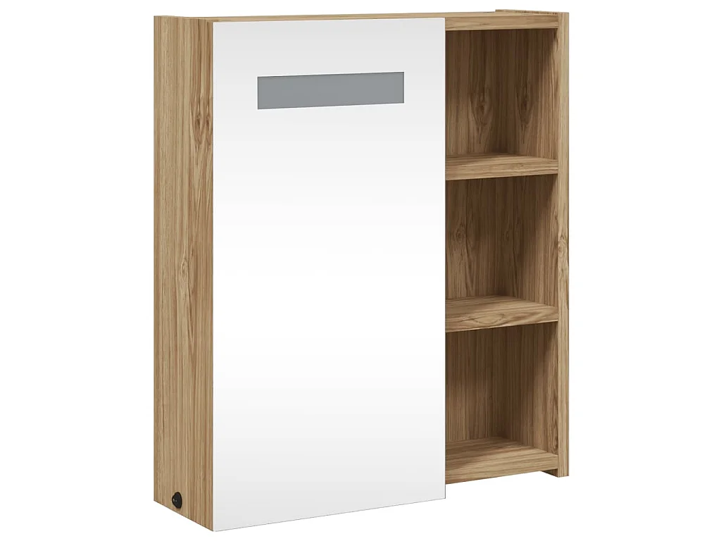 Badkamerkast met spiegel en LED 45x13x52 cm eikenkleurig