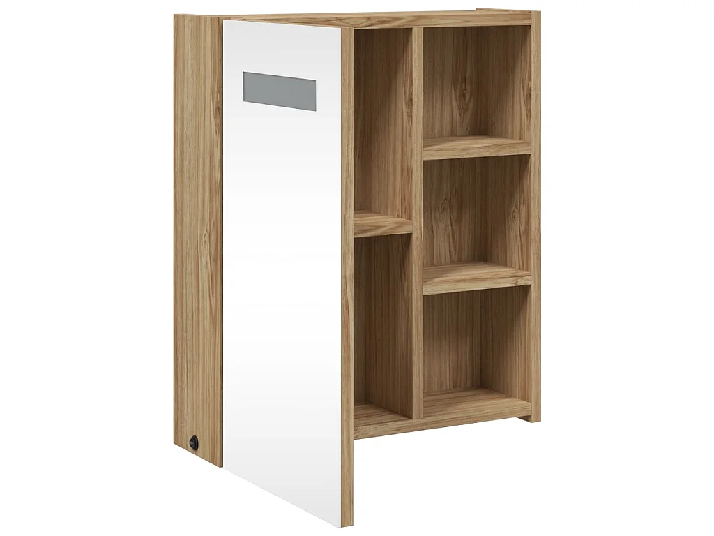 Badkamerkast met spiegel en LED 45x13x52 cm eikenkleurig