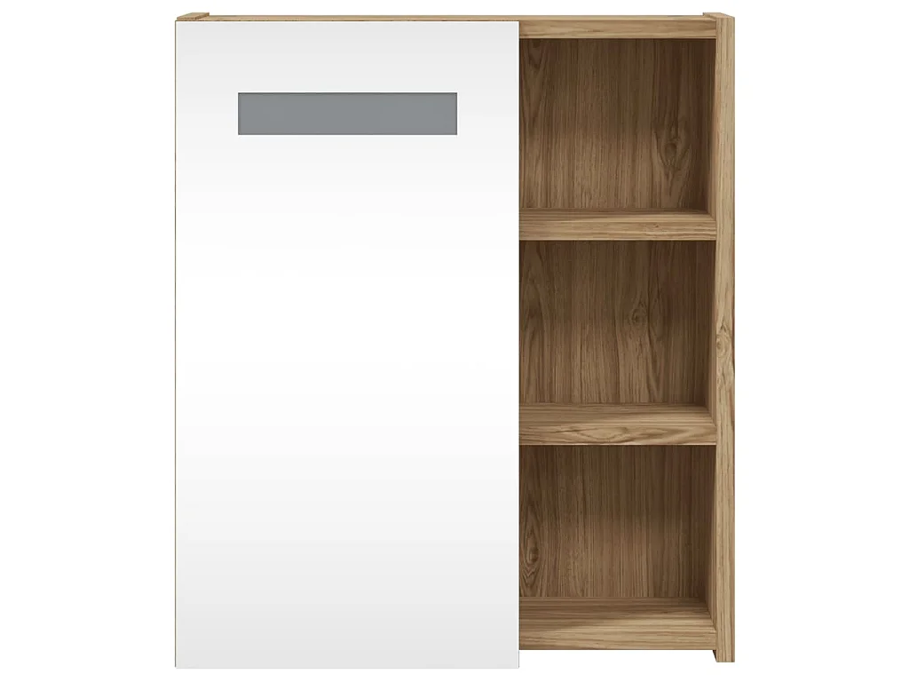 Badkamerkast met spiegel en LED 45x13x52 cm eikenkleurig