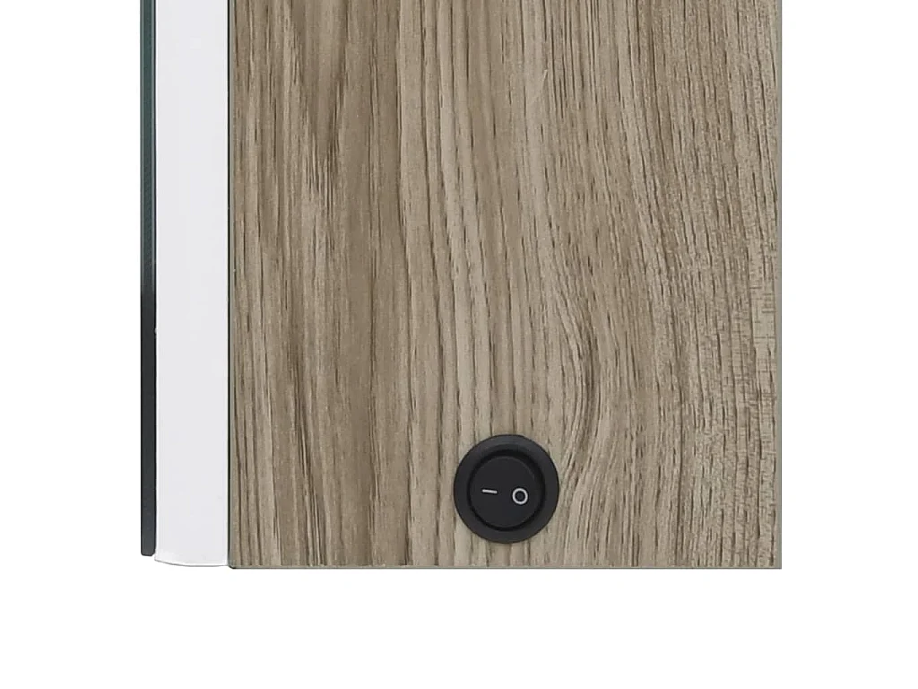 Armadietto Bagno con Specchio e LED Bianco e Rovere 50x14x60 cm