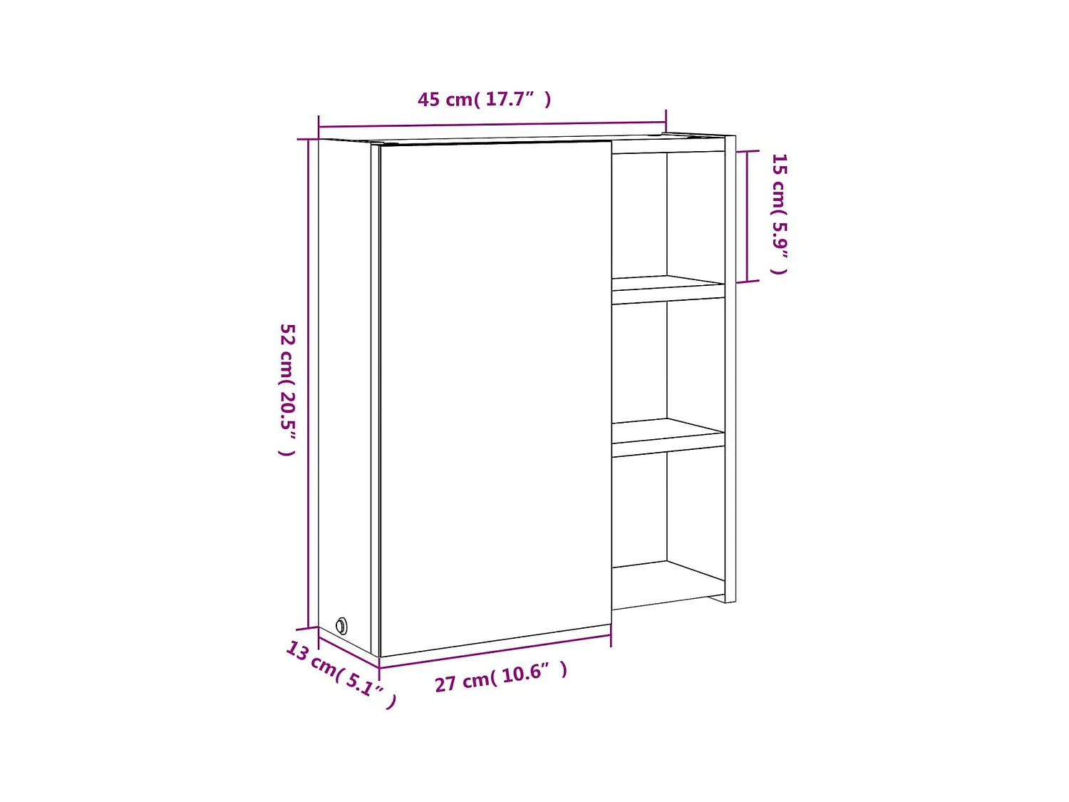 Spiegelschrank mit LED-Beleuchtung Weiß 45x13x52 cm