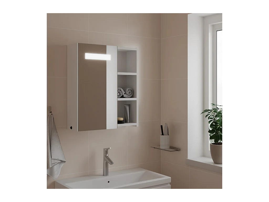 Spiegelschrank mit LED-Beleuchtung Weiß 45x13x52 cm