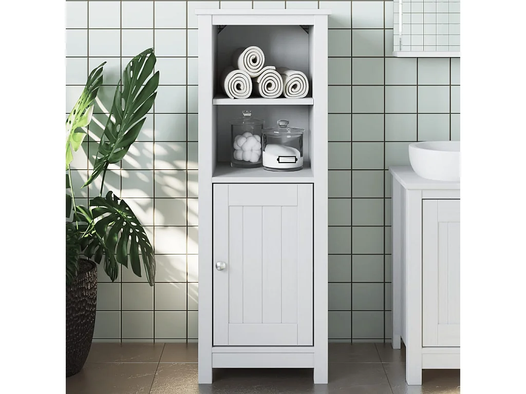Mueble de baño BERG madera maciza de pino blanco 40x34x110 cm