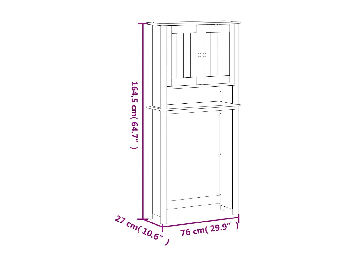 Armoire pour machine à laver BERG blanc bois massif
