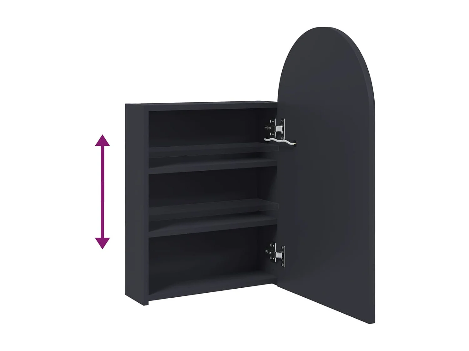 Badkamerkast met spiegel en LED gebogen 42x13x70 cm grijs
