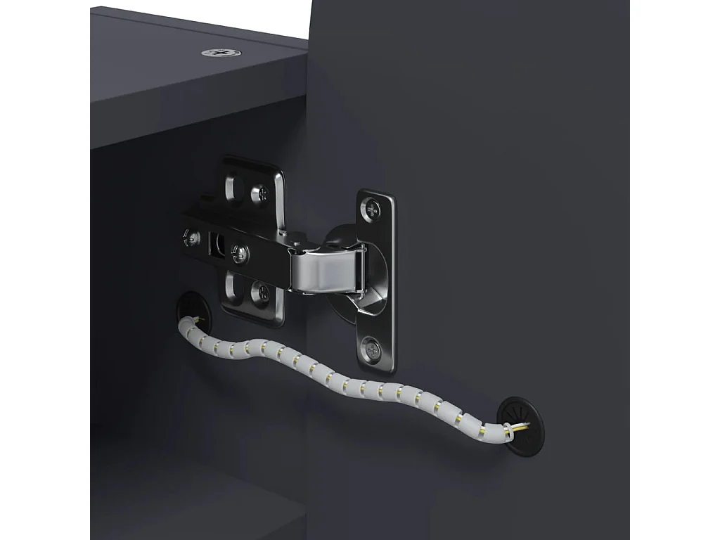 Badkamerkast met spiegel en LED gebogen 42x13x70 cm grijs