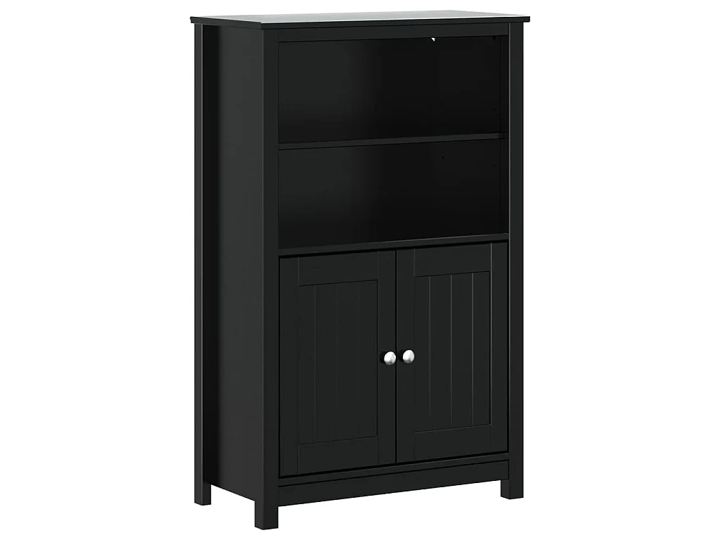 Armoire de salle de bain BERG noir 69,5x34x110 cm pin massif