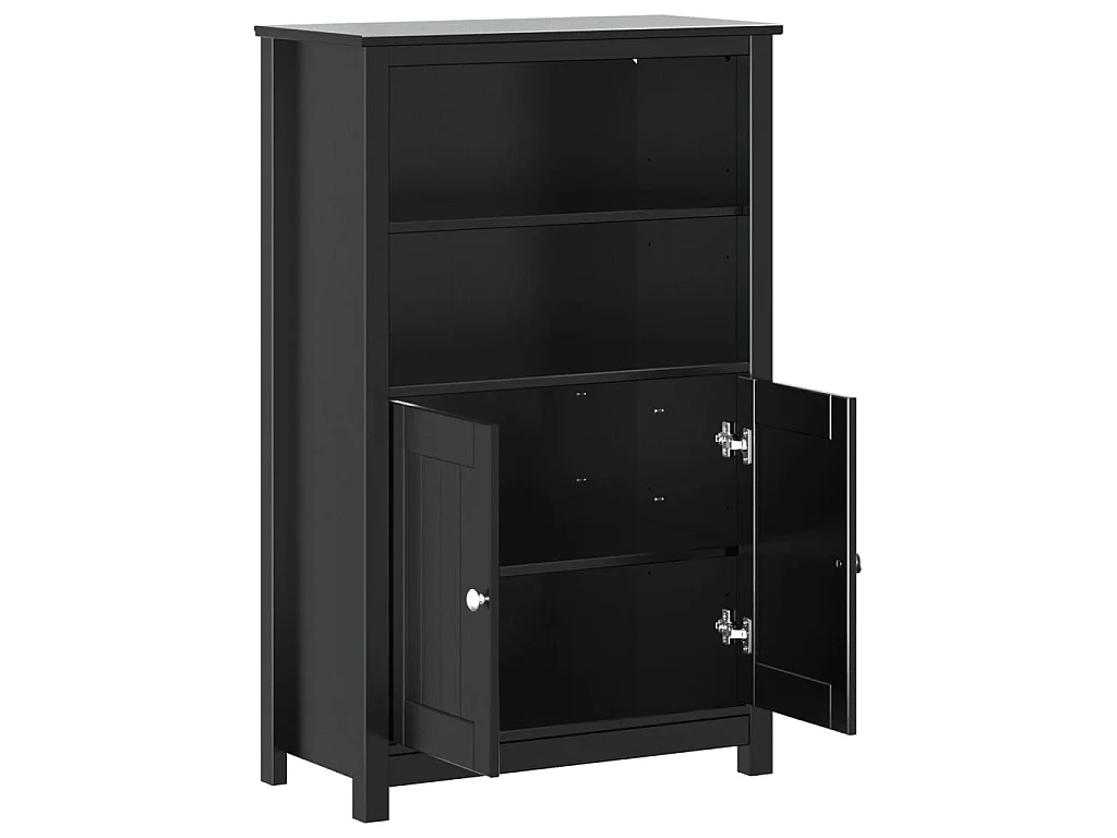 Armoire de salle de bain BERG noir 69,5x34x110 cm pin massif