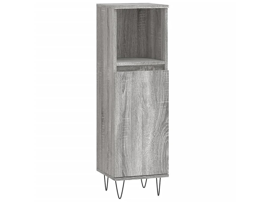Armario de baño madera contrachapada gris Sonoma 30x30x100 cm
