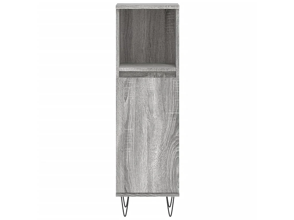 Armario de baño madera contrachapada gris Sonoma 30x30x100 cm