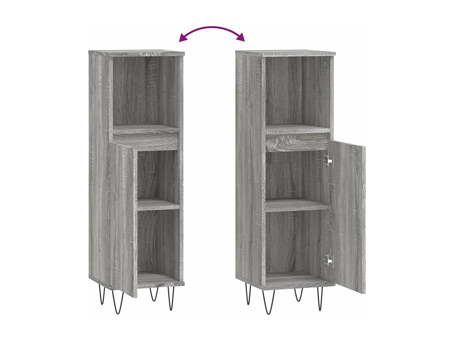 Armario de baño madera contrachapada gris Sonoma 30x30x100 cm