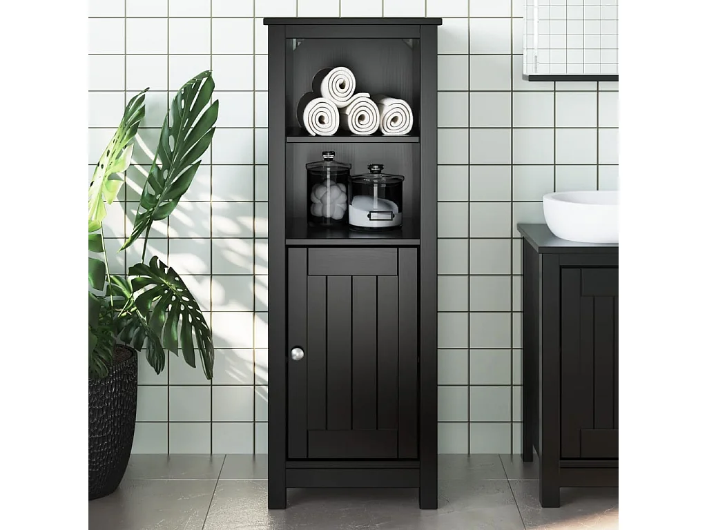 Armoire de salle de bain BERG noir 40x34x110 cm pin massif
