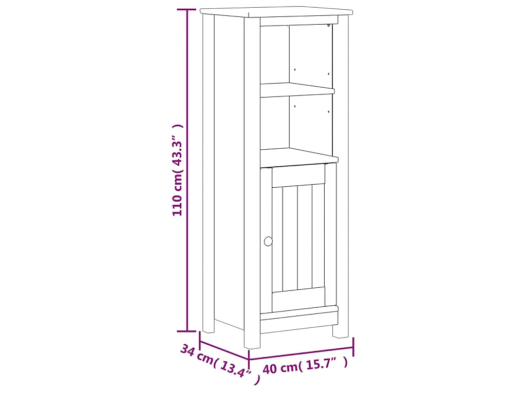 Armoire de salle de bain BERG noir 40x34x110 cm pin massif