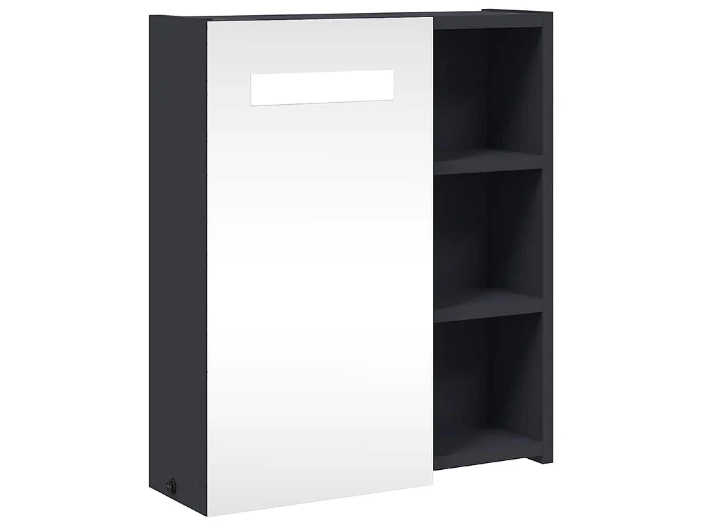 Armoire de salle de bain à miroir avec LED gris 45x13x52 cm
