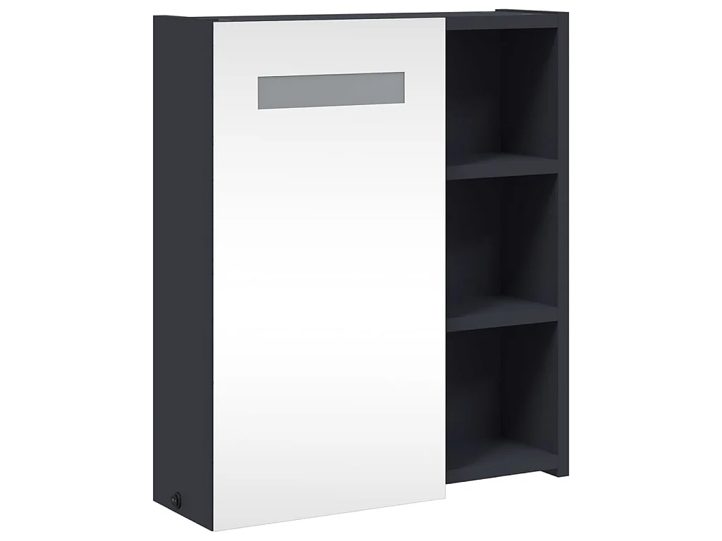 Armoire de salle de bain à miroir avec LED gris 45x13x52 cm