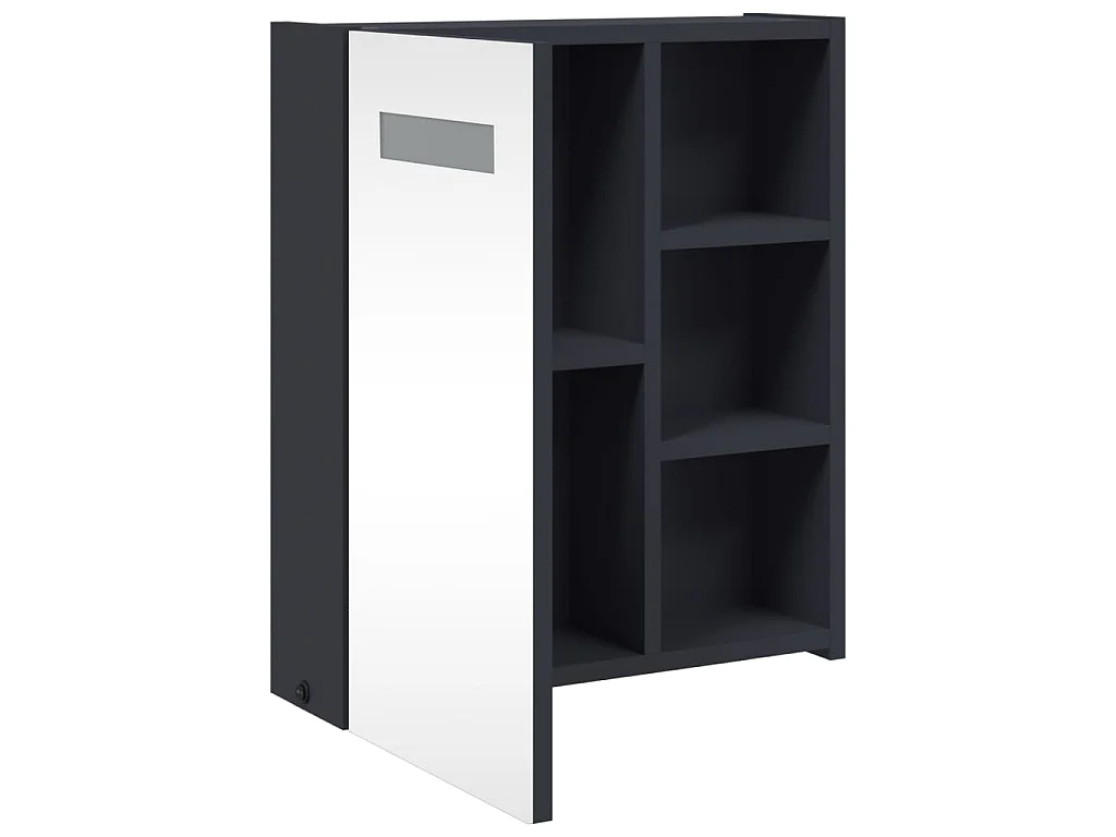 Armoire de salle de bain à miroir avec LED gris 45x13x52 cm