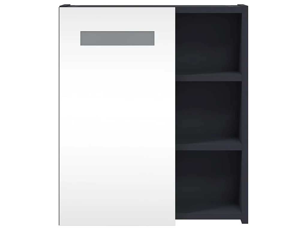 Armoire de salle de bain à miroir avec LED gris 45x13x52 cm