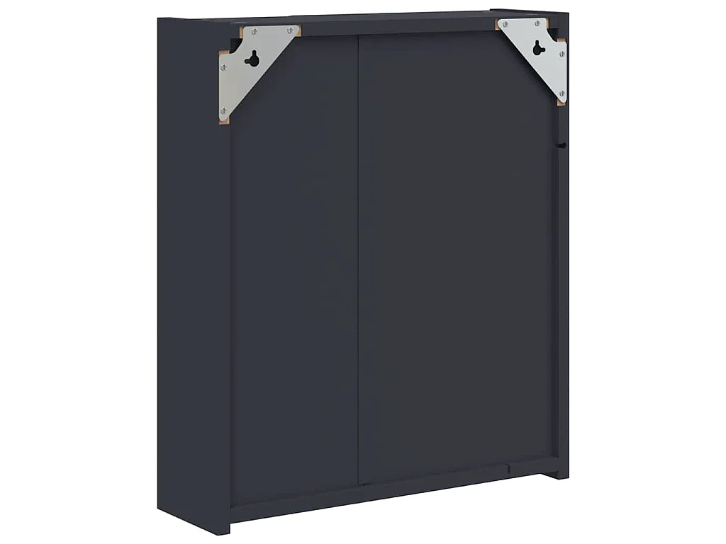 Mueble de baño con espejo y luz LED gris 45x13x52 cm