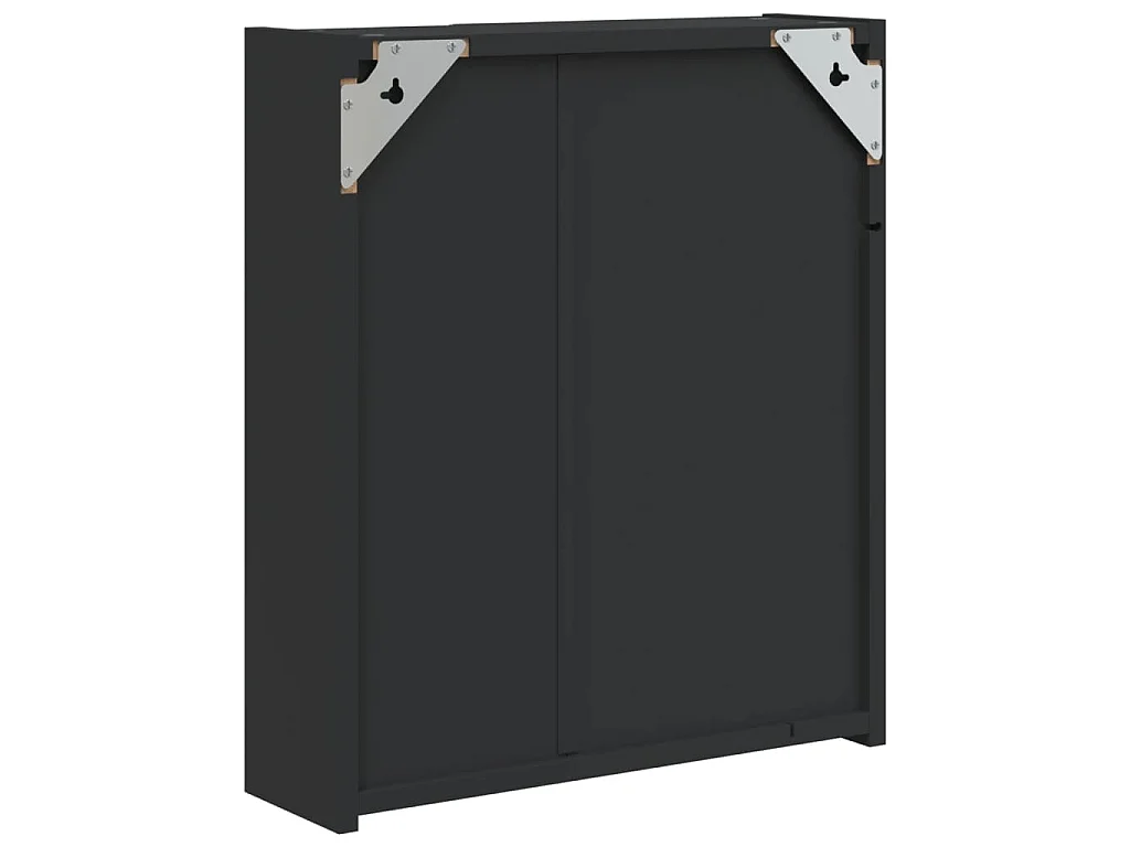 Armoire de salle de bain à miroir avec LED noir 45x13x52 cm