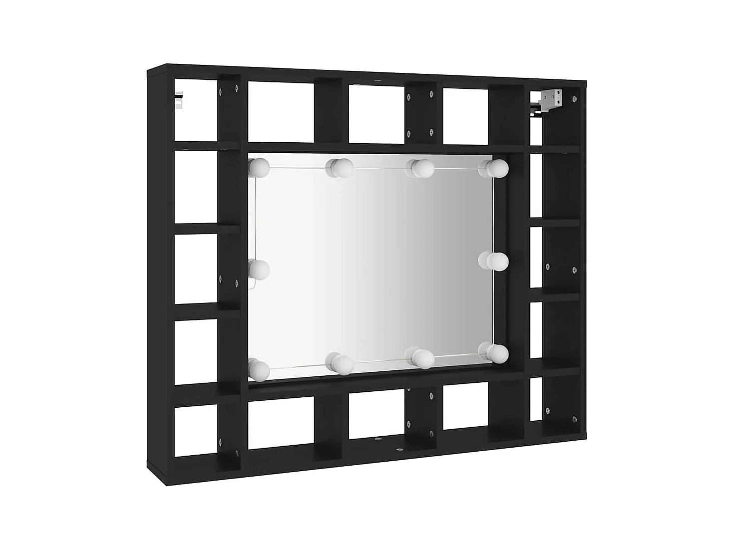 Spiegelkast met LED-verlichting 91x15x76,5 cm zwart