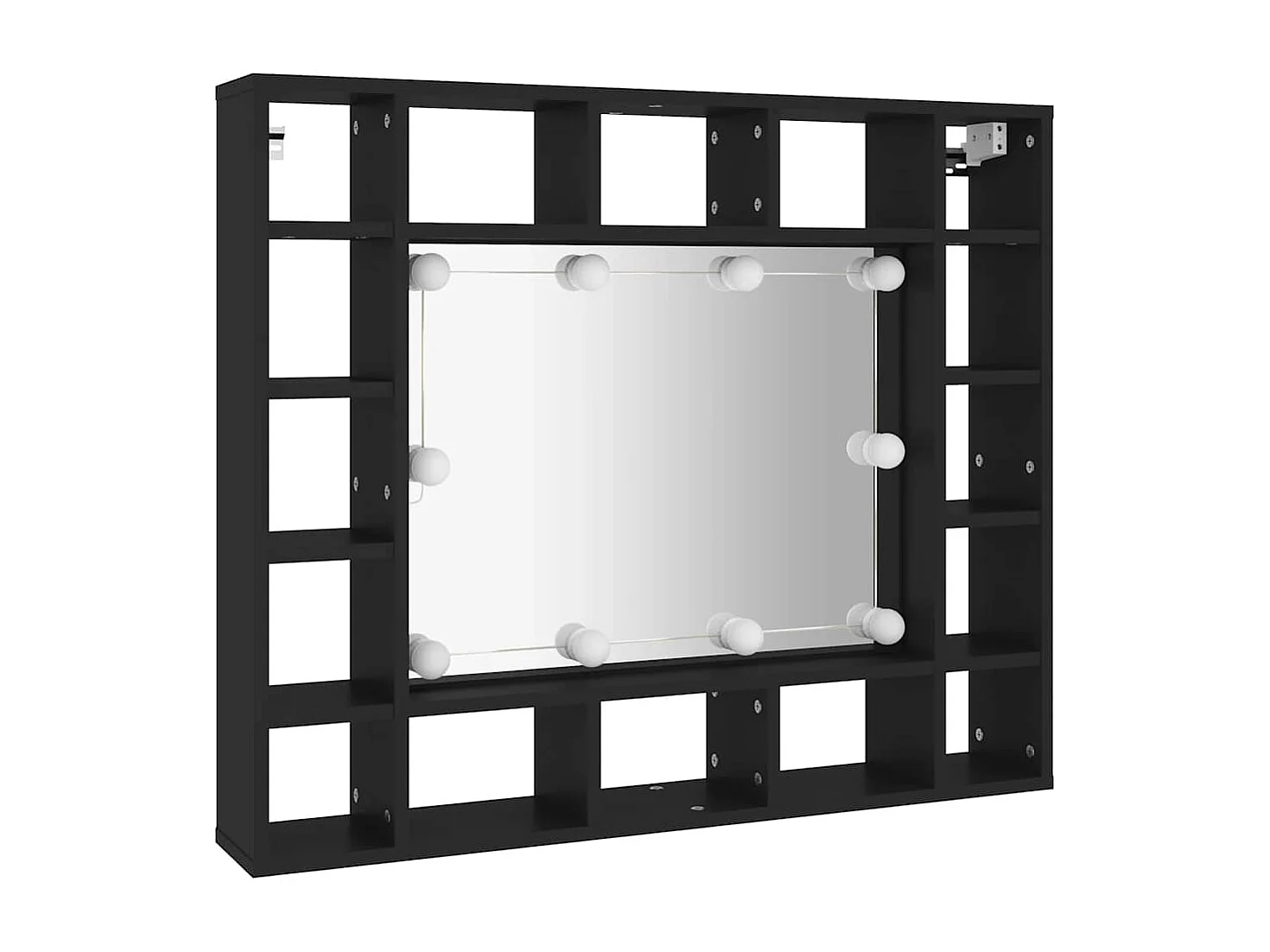 Armário espelhado com luzes LED 91x15x76,5 cm preto