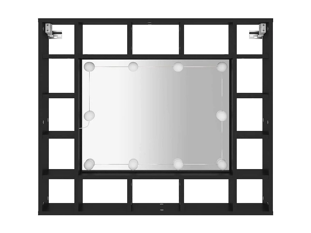 Armário espelhado com luzes LED 91x15x76,5 cm preto