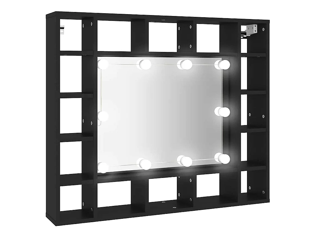 Spiegelkast met LED-verlichting 91x15x76,5 cm zwart