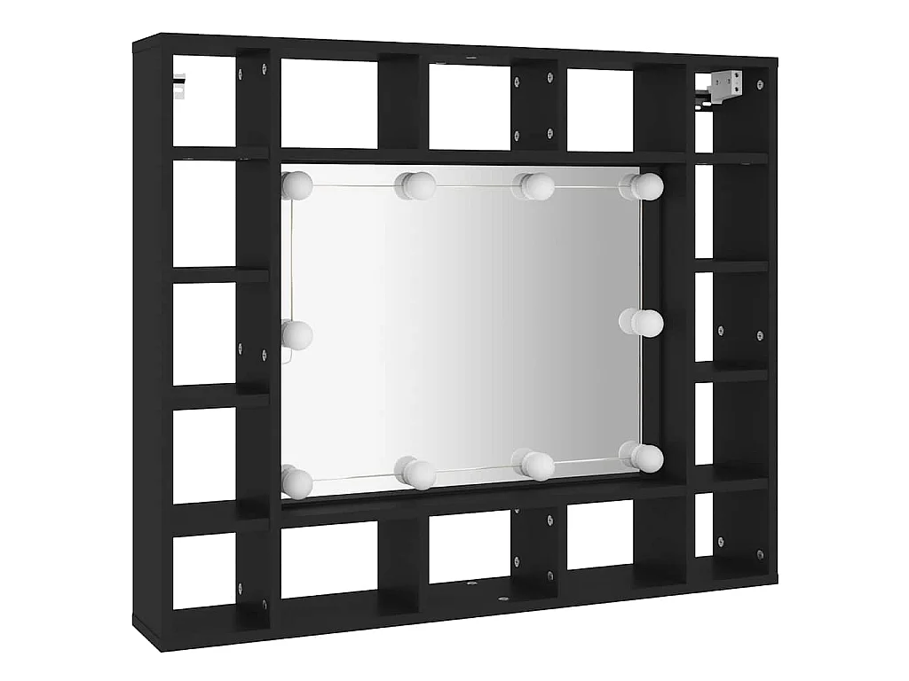 Armoire à miroir à LED noir 91x15x76,5 cm