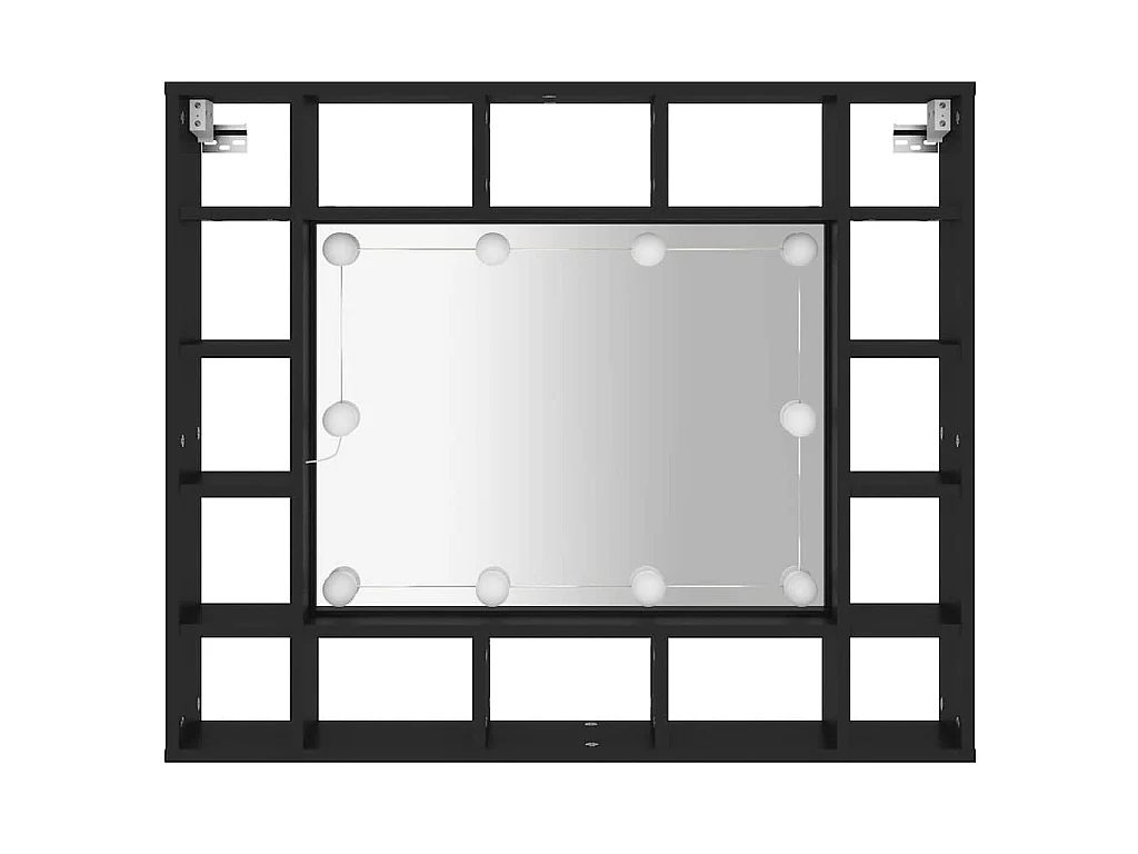 Armoire à miroir à LED noir 91x15x76,5 cm