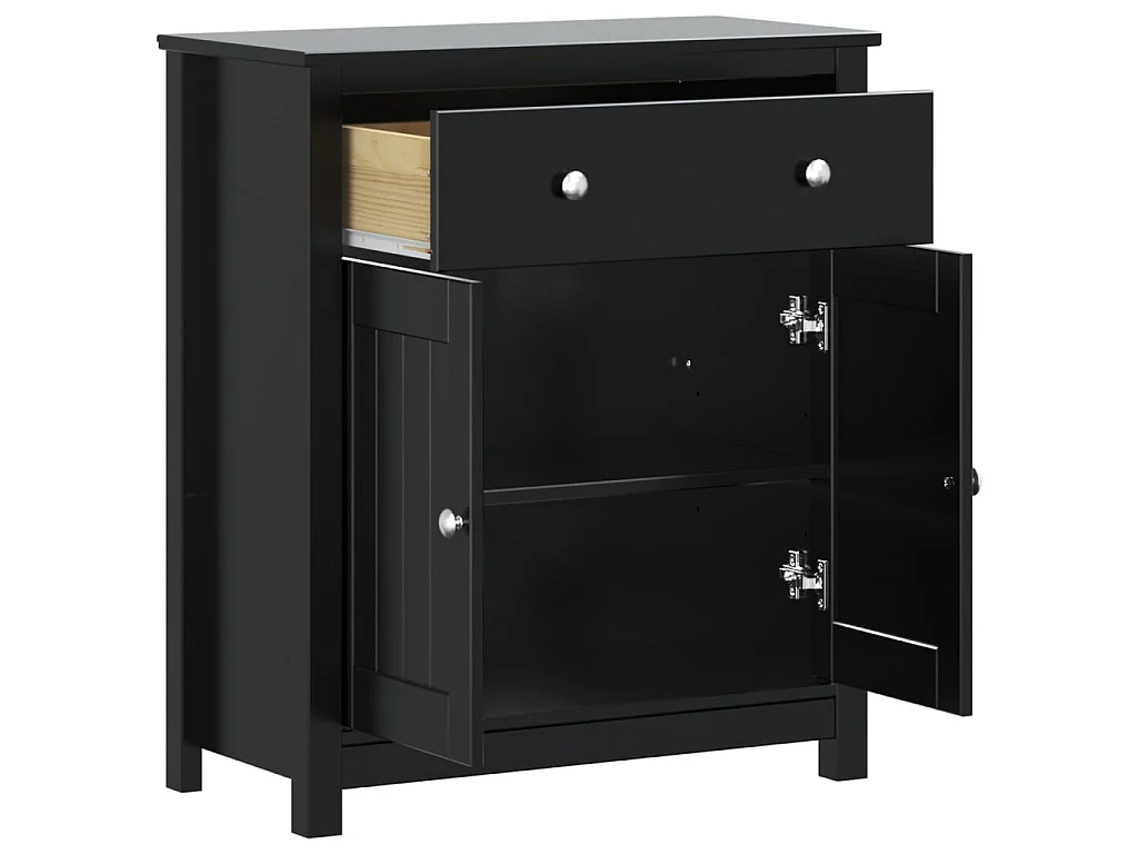 Mueble de baño BERG madera maciza de pino negro 69,5x34x80 cm