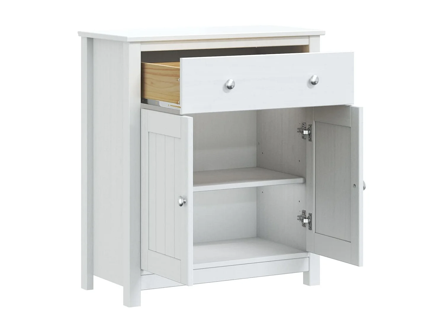 Badschrank BERG Weiß 69,5x34x80 cm Massivholz Kiefer
