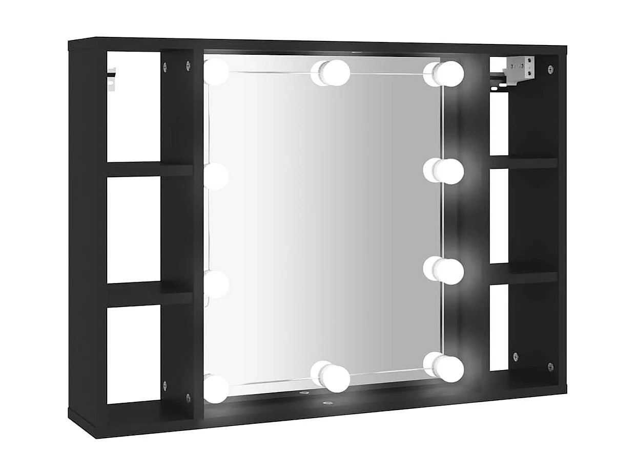 Spiegelkast met LED-verlichting 76x15x55 cm zwart