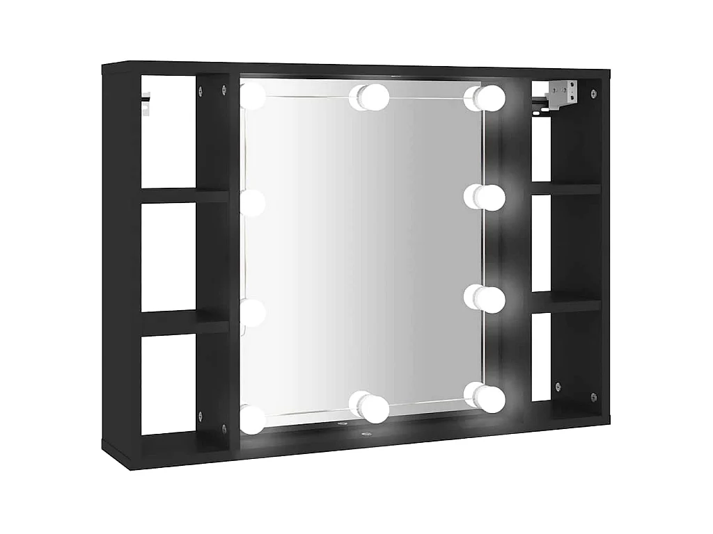 Spiegelkast met LED-verlichting 76x15x55 cm zwart
