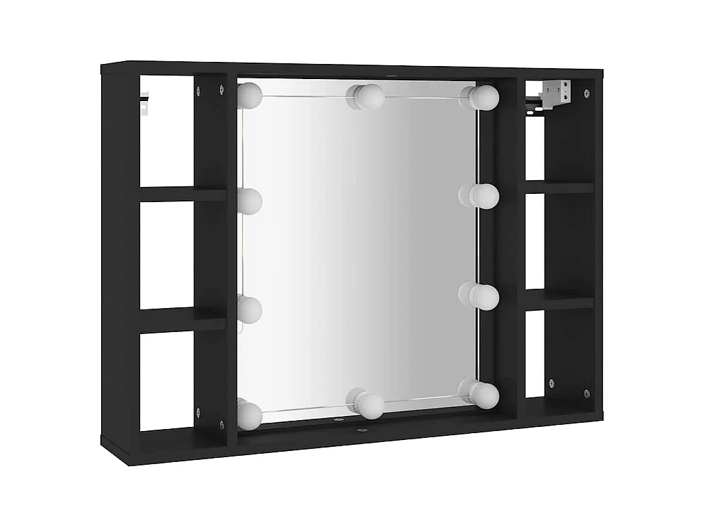 Spiegelkast met LED-verlichting 76x15x55 cm zwart