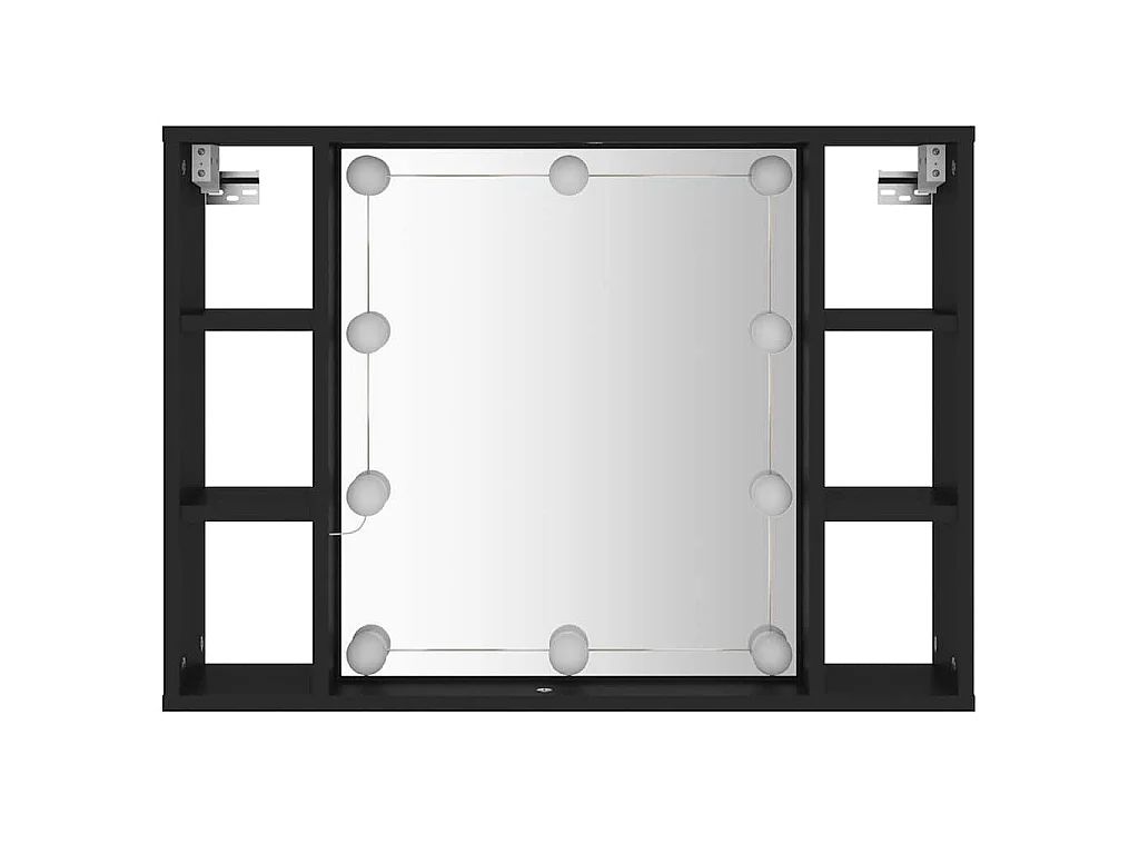 Spiegelkast met LED-verlichting 76x15x55 cm zwart