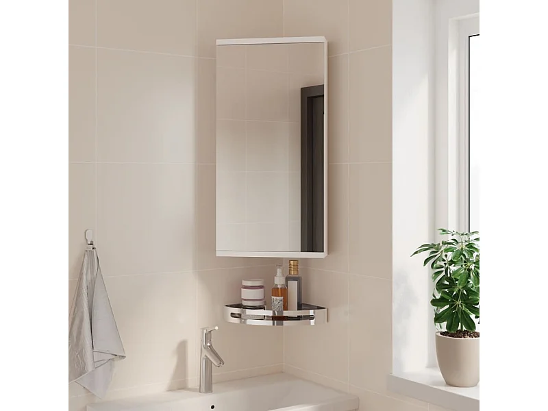 Armoire de bain à miroir d'angle blanc 30x24x60 cm