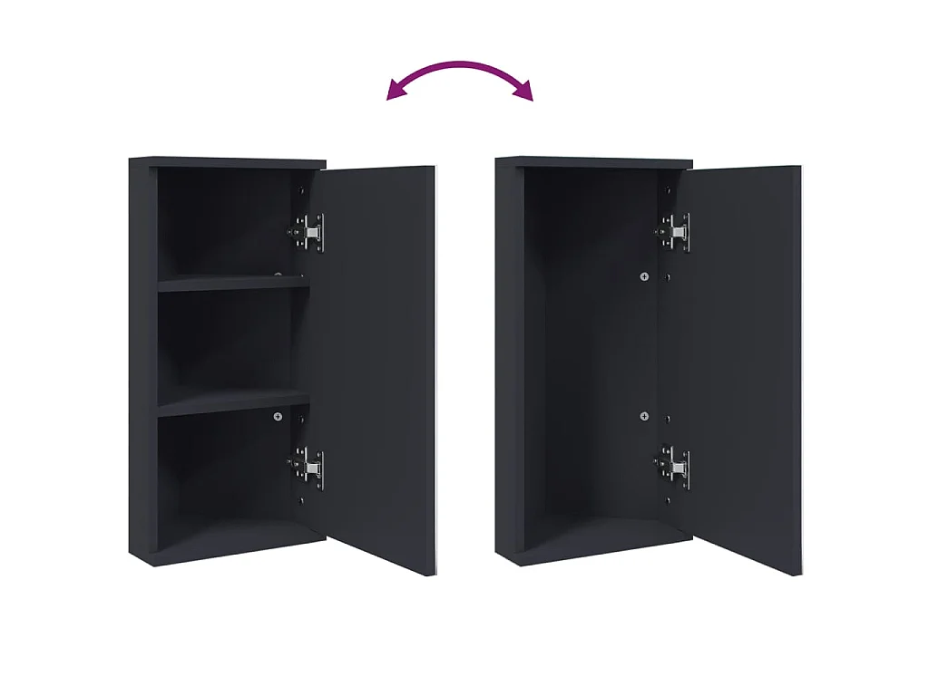 Armoire de bain à miroir d'angle gris 30x24x60 cm